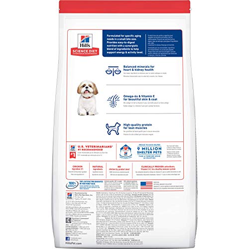 Hill's Science Diet Dry Dog Food, Adult 7+ for Senior Dogs, Small Bites, Chicken Meal, Barley & Brown Rice Recipe, 5 lb Bag