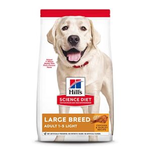 hill’s science diet dry dog food, adult, large breed, light, chicken meal & barley recipe for healthy weight & weight management, 30 lb. bag