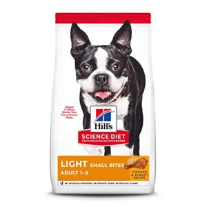 hill’s science diet dry dog food, adult, light for healthy weight & weight management, small bites, chicken meal & barley recipe, 30 lb bag