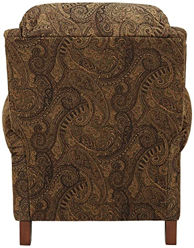 Kensington Hill Beaumont Warm Brown Paisley Patterned Recliner Chair Traditional Armchair Comfortable Push Manual Reclining Footrest Adjustable for Bedroom Living Room Reading Home Relax Office