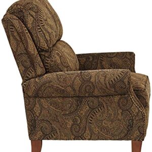 Kensington Hill Beaumont Warm Brown Paisley Patterned Recliner Chair Traditional Armchair Comfortable Push Manual Reclining Footrest Adjustable for Bedroom Living Room Reading Home Relax Office