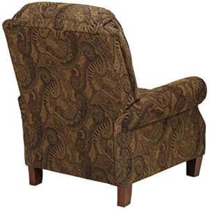 Kensington Hill Beaumont Warm Brown Paisley Patterned Recliner Chair Traditional Armchair Comfortable Push Manual Reclining Footrest Adjustable for Bedroom Living Room Reading Home Relax Office