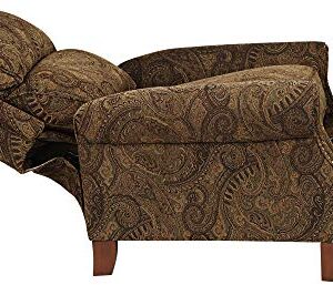 Kensington Hill Beaumont Warm Brown Paisley Patterned Recliner Chair Traditional Armchair Comfortable Push Manual Reclining Footrest Adjustable for Bedroom Living Room Reading Home Relax Office