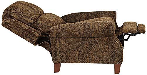 Kensington Hill Beaumont Warm Brown Paisley Patterned Recliner Chair Traditional Armchair Comfortable Push Manual Reclining Footrest Adjustable for Bedroom Living Room Reading Home Relax Office