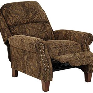 Kensington Hill Beaumont Warm Brown Paisley Patterned Recliner Chair Traditional Armchair Comfortable Push Manual Reclining Footrest Adjustable for Bedroom Living Room Reading Home Relax Office