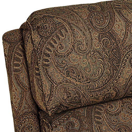 Kensington Hill Beaumont Warm Brown Paisley Patterned Recliner Chair Traditional Armchair Comfortable Push Manual Reclining Footrest Adjustable for Bedroom Living Room Reading Home Relax Office