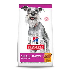hill’s science diet dry dog food, adult 7+, senior dogs, small paws for small breeds, chicken meal, barley & brown rice recipe, 4.5 lb bag