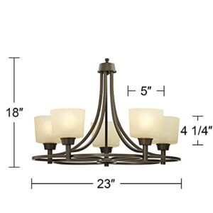 Regency Hill Whitfield Oil Rubbed Bronze Chandelier Lighting 23" Wide Farmhouse Rustic Glass Shades 5-Light Fixture for Dining Room Living House Home Foyer Kitchen Island Entryway Bedroom