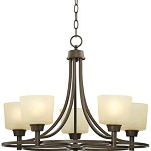 Regency Hill Whitfield Oil Rubbed Bronze Chandelier Lighting 23" Wide Farmhouse Rustic Glass Shades 5-Light Fixture for Dining Room Living House Home Foyer Kitchen Island Entryway Bedroom