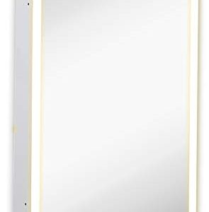 Hamilton Hills 16x26 inch White Lighting Medicine Cabinet with Mirror | Backlit Medicine Cabinet Organizer with 4 Glass Shelves | Farmhouse Wall Mounted Hanging Rectangular Bathroom Cabinet