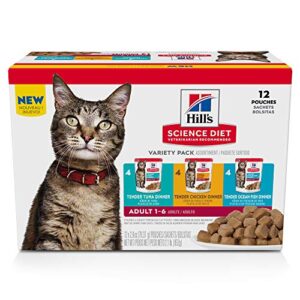 Hill's Science Diet Wet Cat Food Pouches Variety, Adult, 12 Count (Pack of 1)