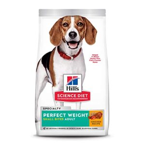 hill’s science diet adult perfect for weight management, small bites dry dog food, chicken recipe, 4 lb bag