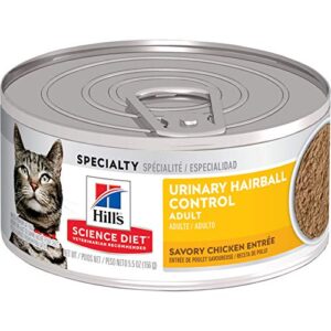 hill’s science diet wet cat food, adult, urinary & hairball control, savory chicken recipe, 5 oz. cans, 24 pack