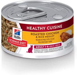 hill’s science diet wet cat food, adult, healthy cuisine, roasted chicken & rice for healthy weight & weight management, 2.8 oz cans, 24-pack