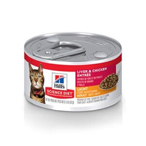hill’s science diet wet cat food, adult, light, liver & chicken recipe, 2.9 oz cans, 24 pack