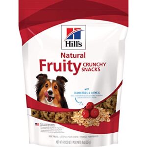 hill’s dog treats crunchy fruity snacks with cranberries & oatmeal, healthy dog snacks, 8 oz bag