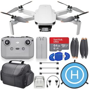 woodland hills dji mini 2 ultralight and foldable drone quadcopter with 4k camera bundle 64gb memory card, carrying case, landing pad pilot kit