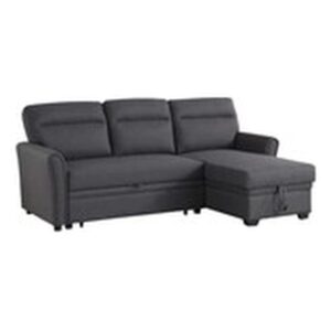 bowery hill fabric reversible/sectional sleeper sofa, pull out sleeper bed with storage chaise in gray