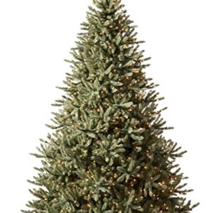 Balsam Hill 7ft Premium Pre-lit Artificial Christmas Tree 'Traditional' Classic Blue Spruce with Clear LED Lights, Storage Bag, and Includes Fluffing Gloves, and Extra Bulbs