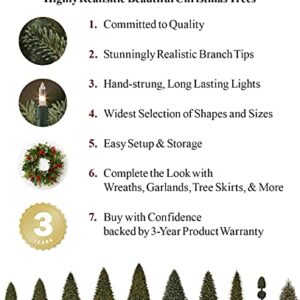 Balsam Hill 7ft Premium Pre-lit Artificial Christmas Tree 'Traditional' Classic Blue Spruce with Clear LED Lights, Storage Bag, and Includes Fluffing Gloves, and Extra Bulbs