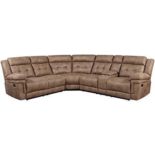 BOWERY HILL Transitional 3-Piece Microfiber Reclining Sectional in Cocoa Brown