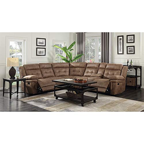 BOWERY HILL Transitional 3-Piece Microfiber Reclining Sectional in Cocoa Brown