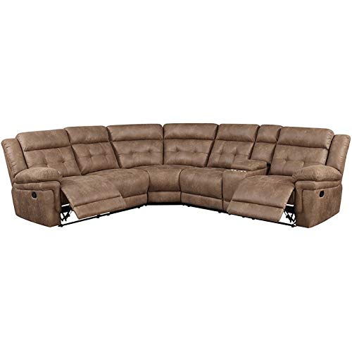 BOWERY HILL Transitional 3-Piece Microfiber Reclining Sectional in Cocoa Brown