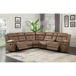 BOWERY HILL Transitional 3-Piece Microfiber Reclining Sectional in Cocoa Brown