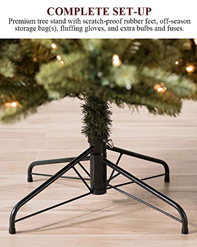 Balsam Hill 6.5ft Premium Pre-lit Artificial Christmas Tree 'Traditional' Classic Blue Spruce with Clear Incandescent Lights, Stand, Storage Bag, and Includes Fluffing Gloves, and Extra Bulbs
