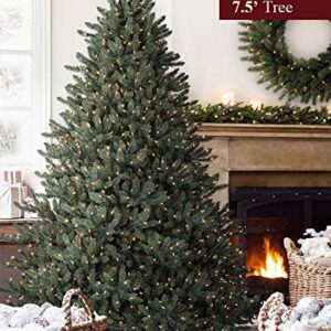 Balsam Hill 6.5ft Premium Pre-lit Artificial Christmas Tree 'Traditional' Classic Blue Spruce with Clear Incandescent Lights, Stand, Storage Bag, and Includes Fluffing Gloves, and Extra Bulbs