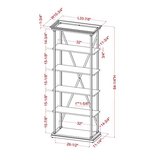 BOWERY HILL Industrial Metal 33-Inch Bookcase in Antique Gray