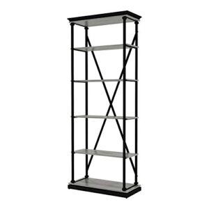 BOWERY HILL Industrial Metal 33-Inch Bookcase in Antique Gray