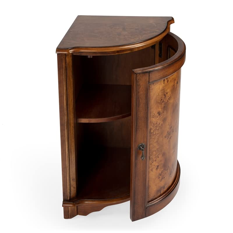 BOWERY HILL Transitional Wood Top Green Finish Corner Cabinet