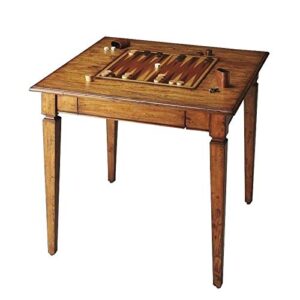 BOWERY HILL Solid Wood Transitional Game Table in Brown Finish