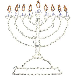 Fraser Hill Farm 9-Light LED Hanukkiah | Hanukkah Menorah | Festive Indoor/Outdoor Holiday Decoration | 297 Bulbs | FFHNLED055-MEN0-MLT, Multicolor