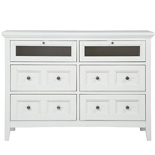 BOWERY HILL Modern Wood Relaxed Traditional Soft White Media Chest