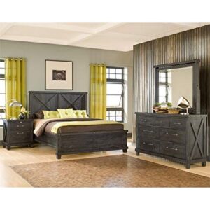 BOWERY HILL Modern Styled Queen Wood Panel Bed in Espresso Finish