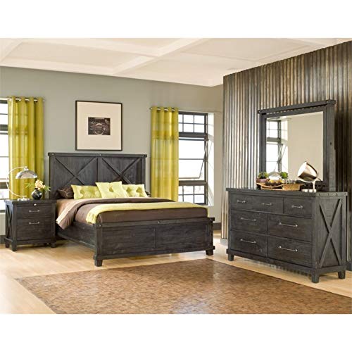 BOWERY HILL Modern Styled Queen Wood Panel Bed in Espresso Finish