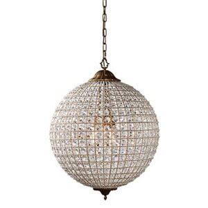bowery hill 3-light iron and crystal large chandelier in brass/clear