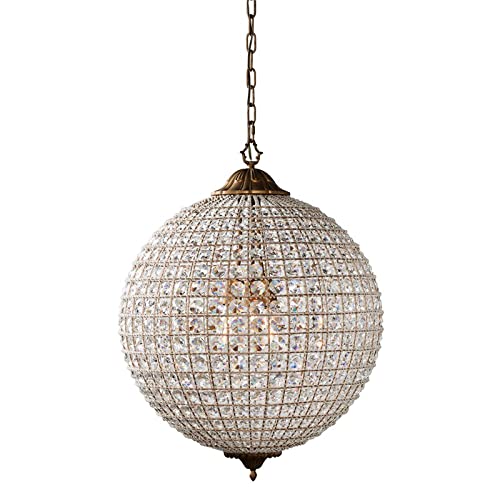 BOWERY HILL 3-Light Iron and Crystal Large Chandelier in Brass/Clear