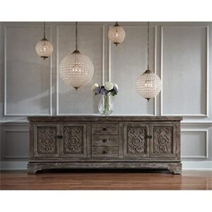 BOWERY HILL 3-Light Iron and Crystal Large Chandelier in Brass/Clear