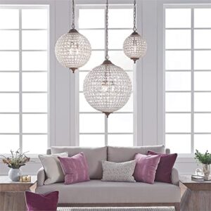 BOWERY HILL 3-Light Iron and Crystal Large Chandelier in Brass/Clear