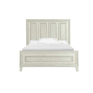 bowery hill farmhouse metal california king panel bed in weathered white
