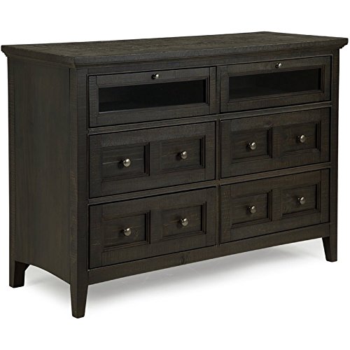 BOWERY HILL Modern Wood Espresso Relaxed Traditional Graphite Media Chest