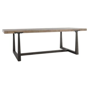BOWERY HILL 94" Reclaimed Pine Wood and Iron Dining Table in Brown
