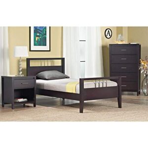 BOWERY HILL Modern Contemporary King Solid Wood Panel Platform Bed in Chocolate