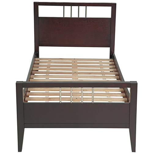 BOWERY HILL Modern Contemporary King Solid Wood Panel Platform Bed in Chocolate