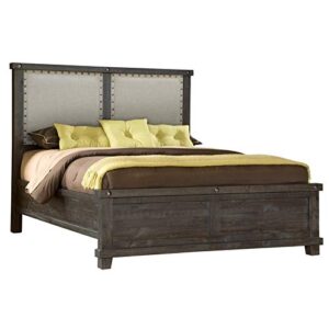 bowery hill modern california king wood upholstered panel bed in espresso