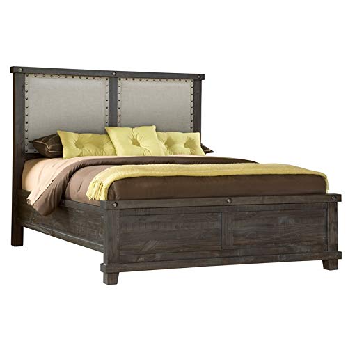 BOWERY HILL Modern California King Wood Upholstered Panel Bed in Espresso