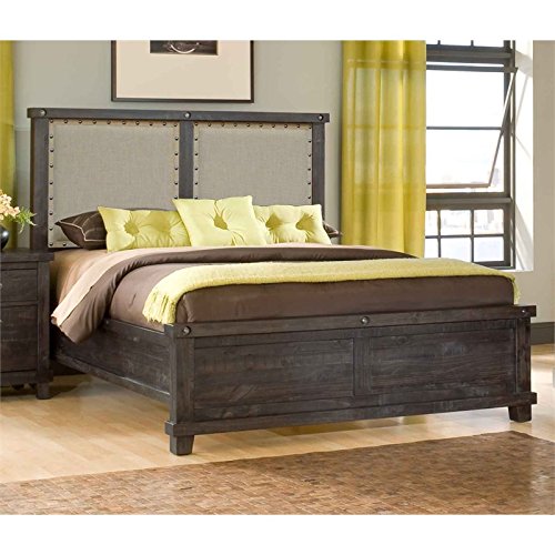 BOWERY HILL Modern California King Wood Upholstered Panel Bed in Espresso